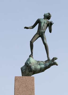 Hand of God by Carl Milles, sculpture in Malmö, Sweden. Photo: Jorchr [CC BY-SA 3.0 (https://creativecommons.org/licenses/by-sa/3.0)]